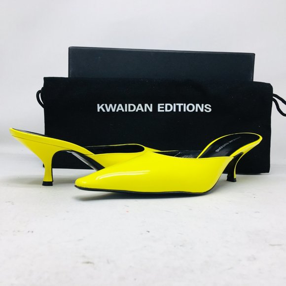 Kwaidan Editions Women’s Yellow Pointed Toe Kitten Heel Mule Shoes Size 8 M - Picture 4 of 14